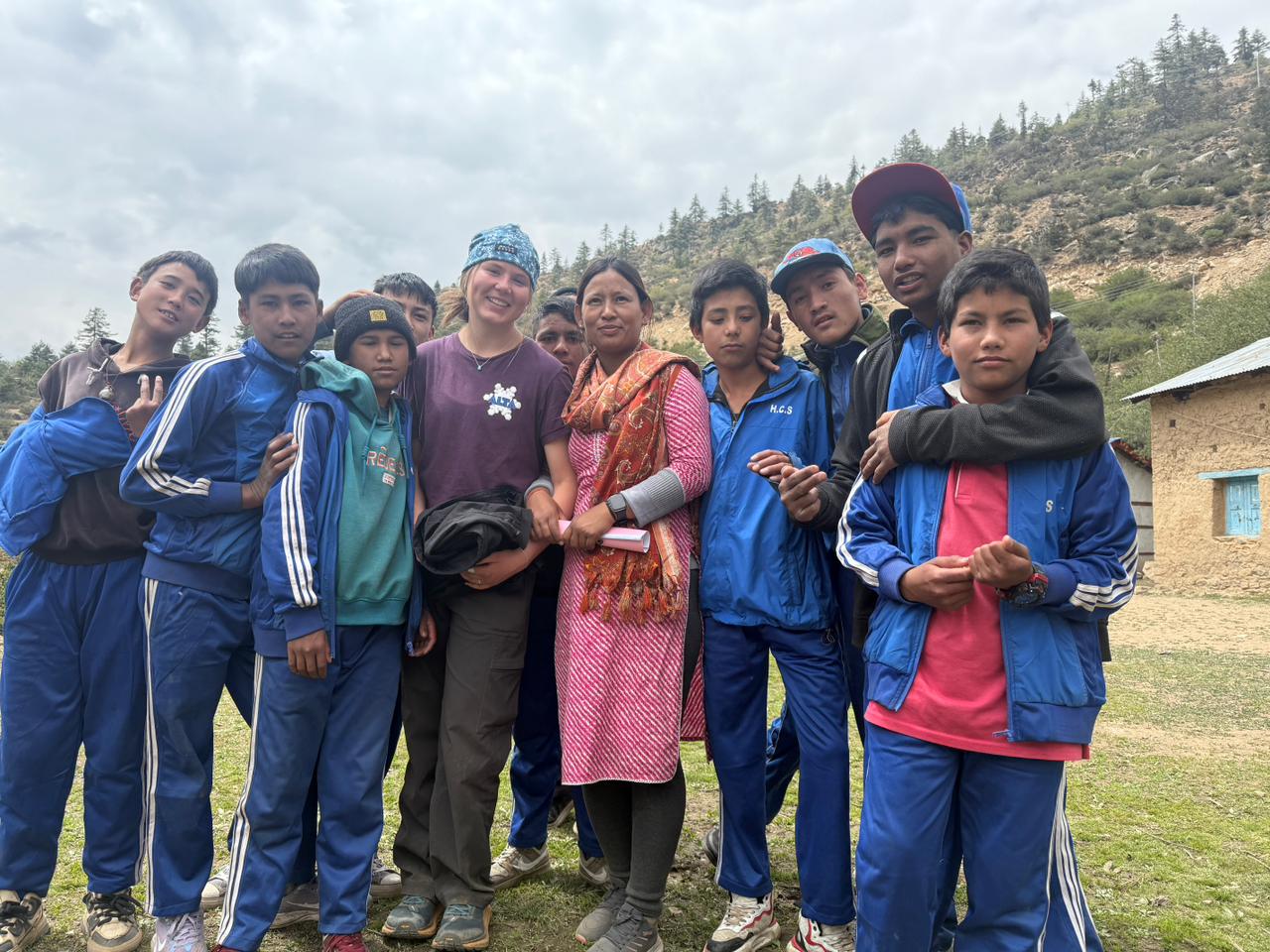 Founder Chairperson with school children during school visit program at Namkha RM